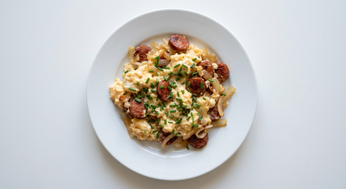 Jajecznica z Chorizo, Cebulą i Szczypiorkiem