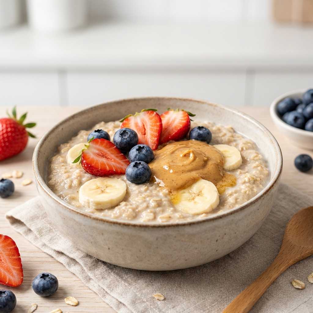 Owsianka z Bananem, Truskawkami i Borówkami