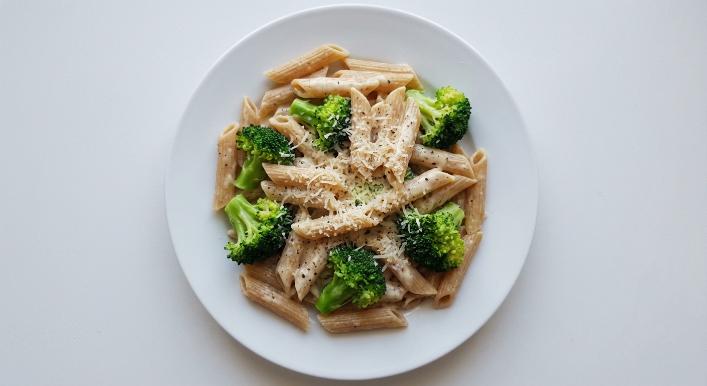 Penne Alfredo z Brokułami i Parmezanem