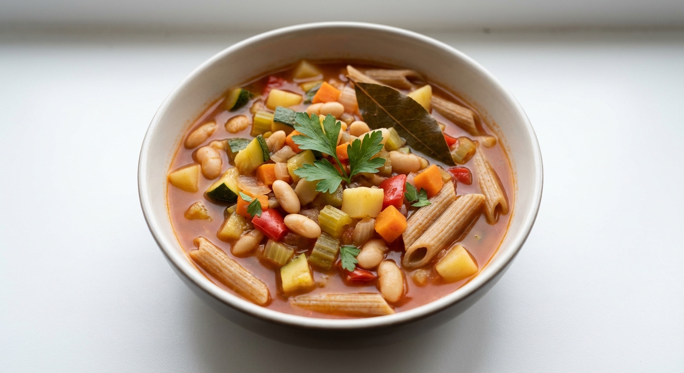 Minestrone z Fasolą i Pełnoziarnistym Penne
