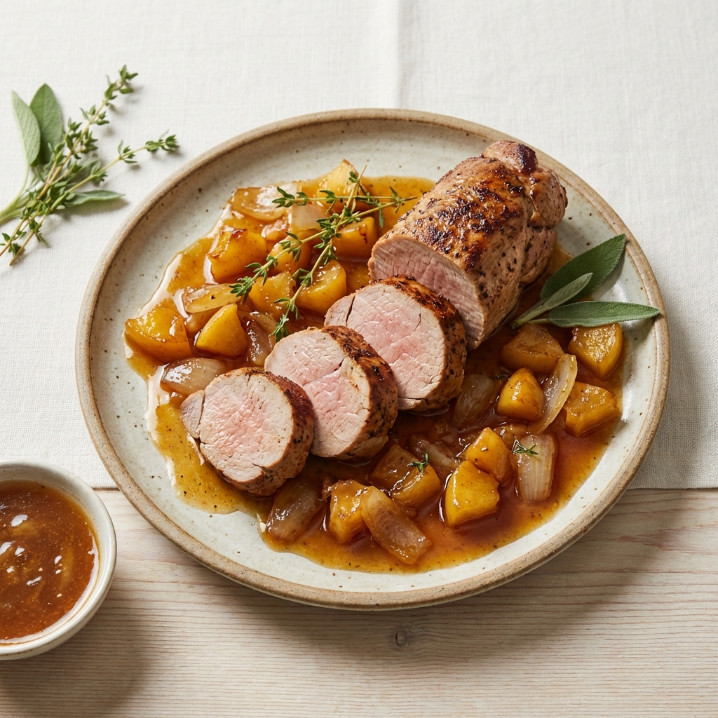 Polędwica wieprzowa w jabłkach i miodzie