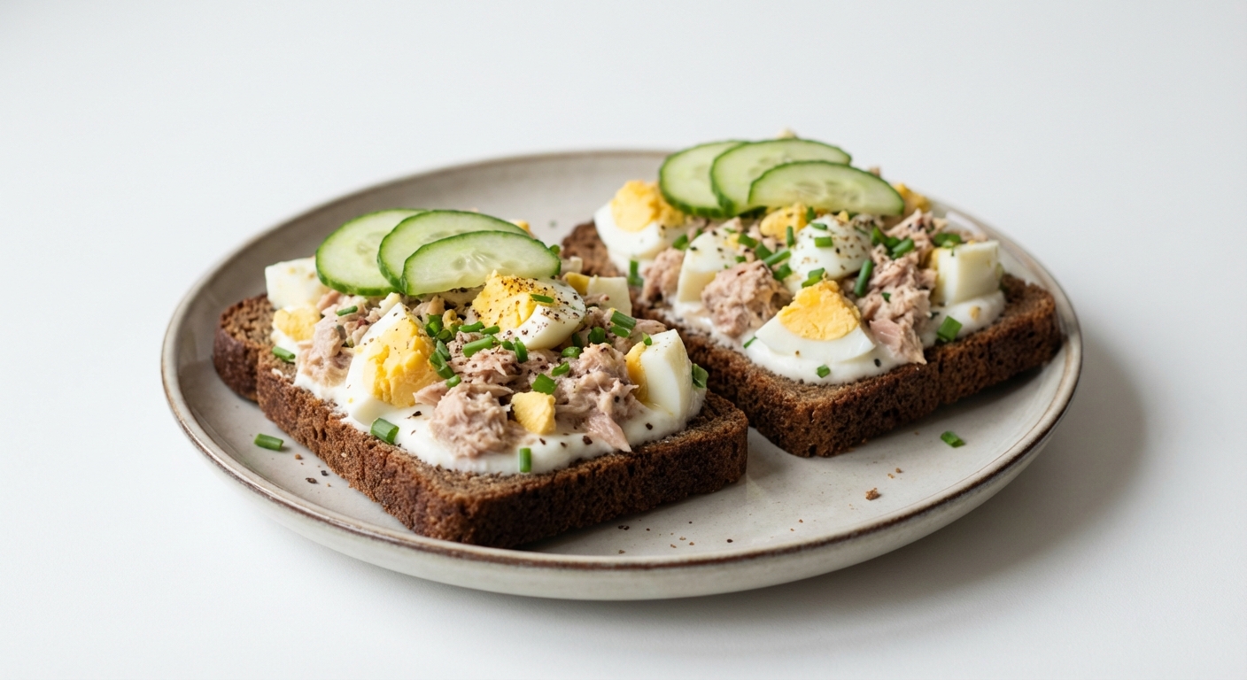 Żytnie kanapki z pastą jajeczno-tuńczykową