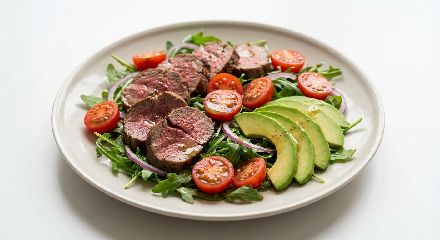 Sałatka z polędwicy, rukoli i awokado