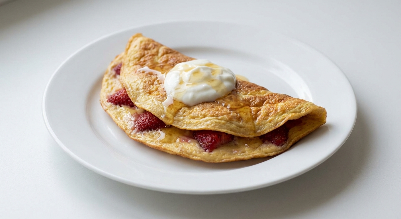 Omlet z Truskawkami, Miodem i Jogurtem