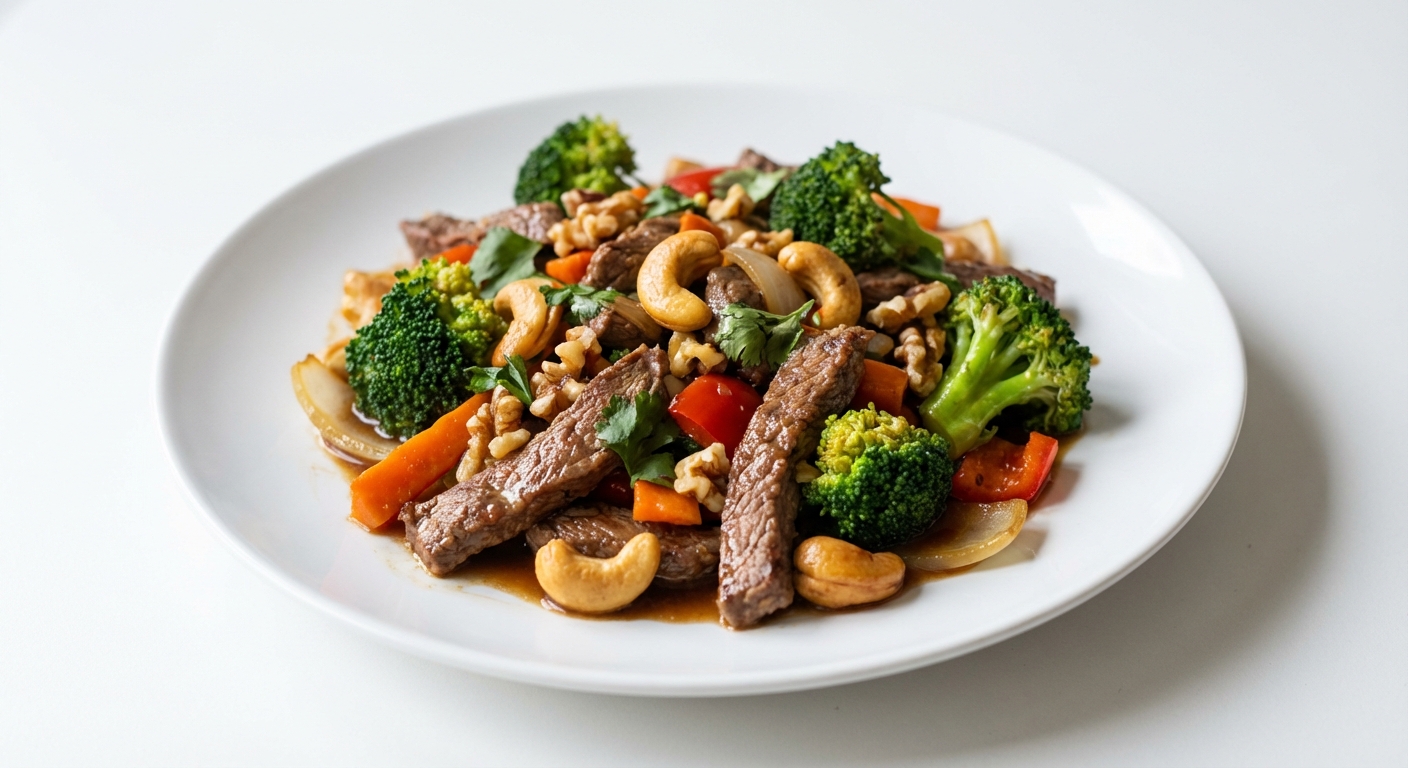 Wołowina Stir-Fry z Orzechami Nerkowca