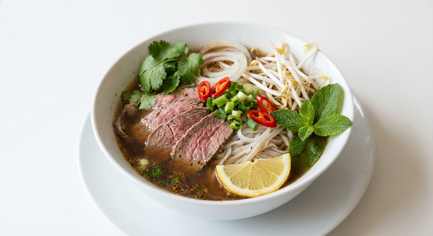 Pho z Wołowiną i Makaronem Ryżowym