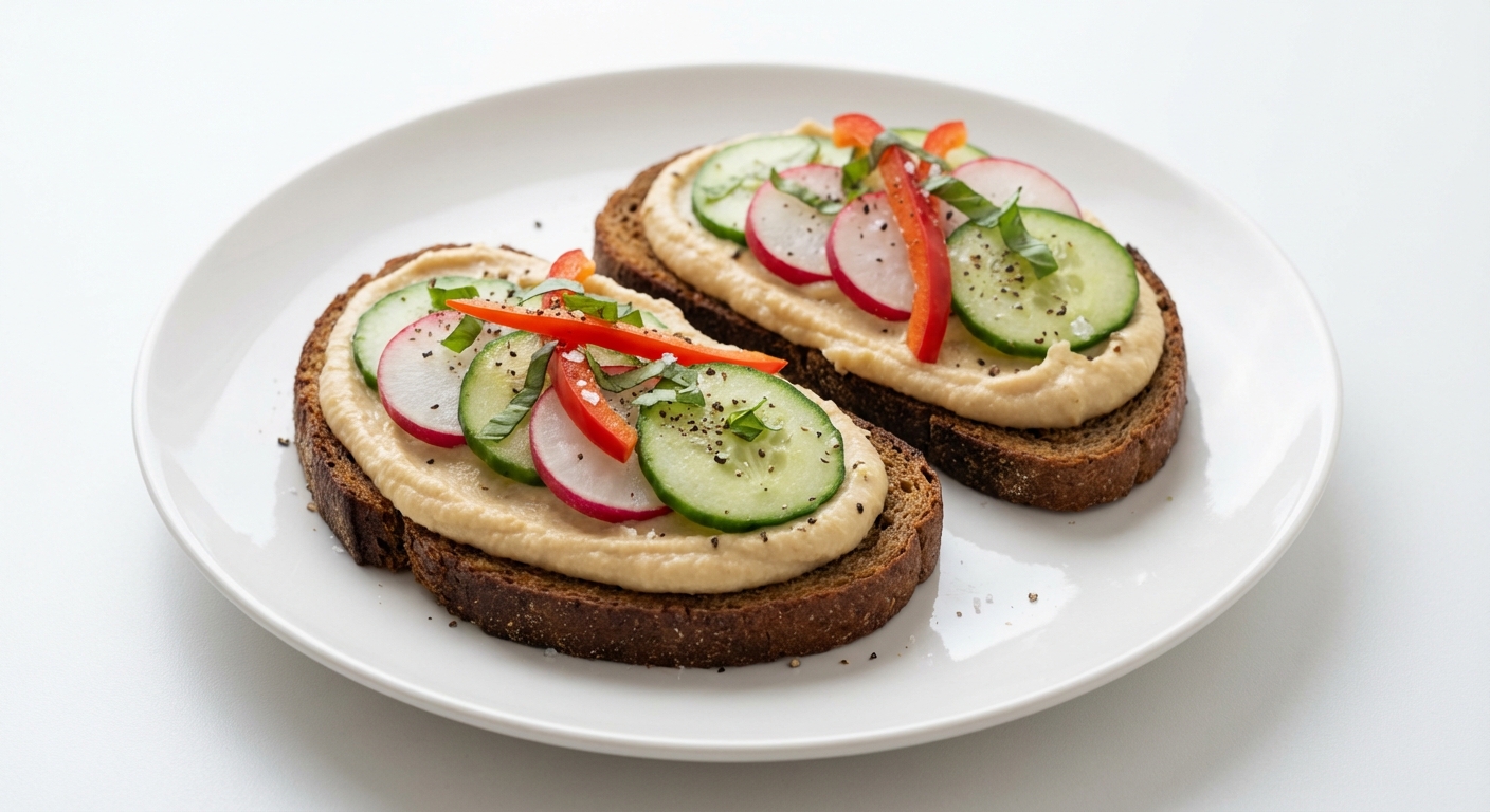 Żytnie Tosty z Hummus Ciecierzycowym i Warzywami