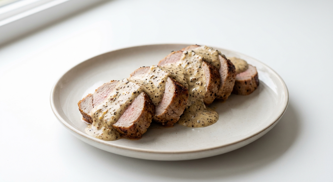 Polędwica w Sosie Pieprzowo-Musztardowym