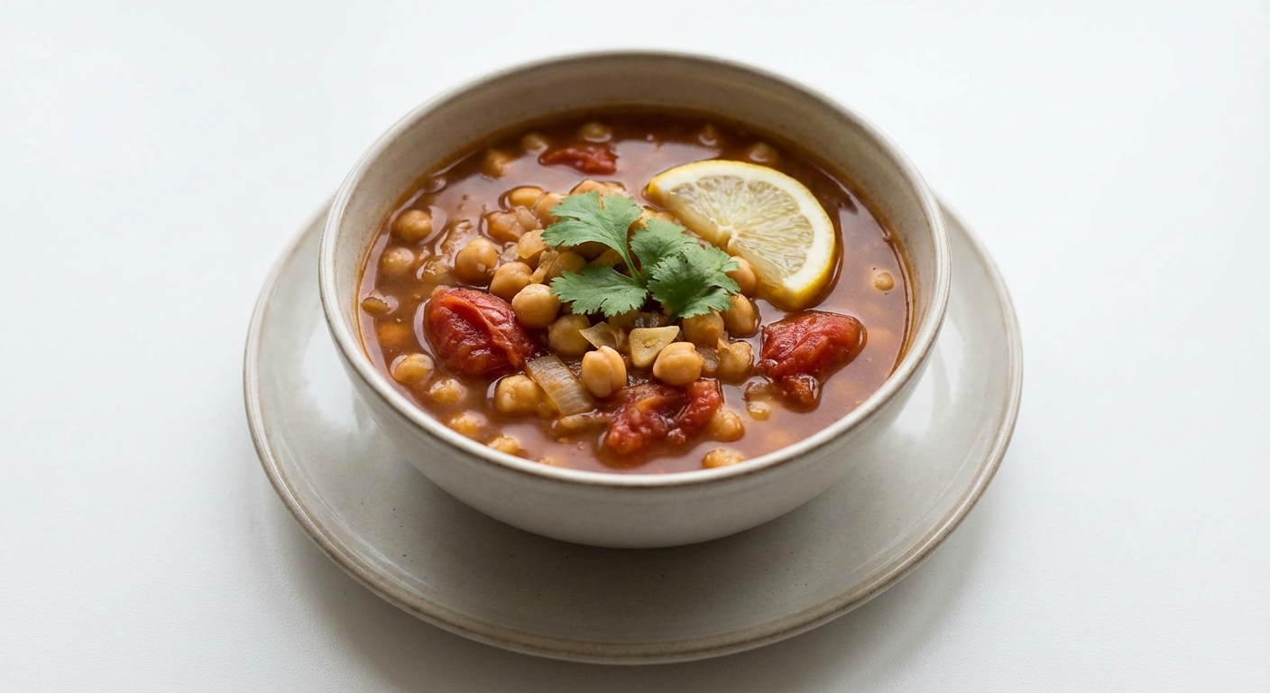 Rozgrzewająca zupa z ciecierzycy i pomidorów