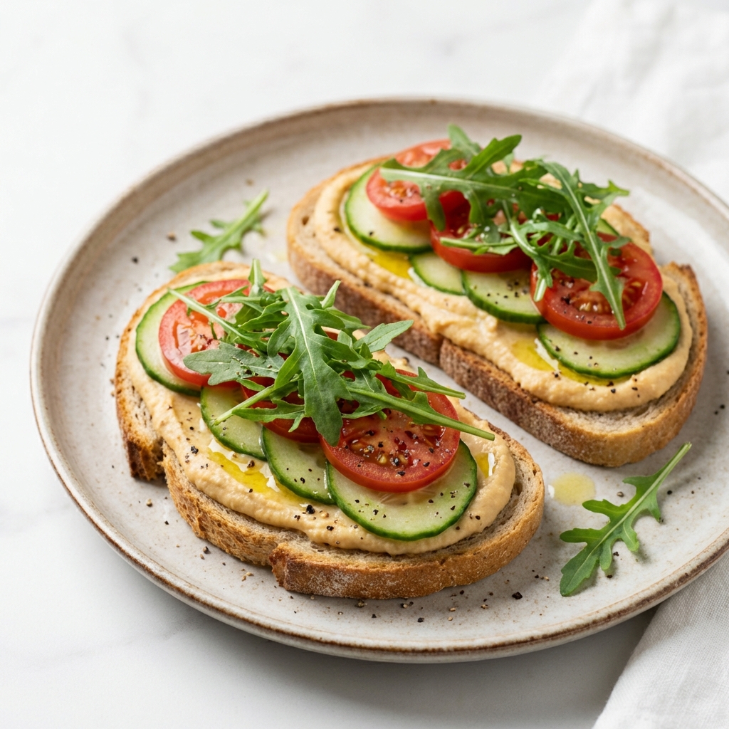 Żytnie kanapki z ciecierzycą i warzywami