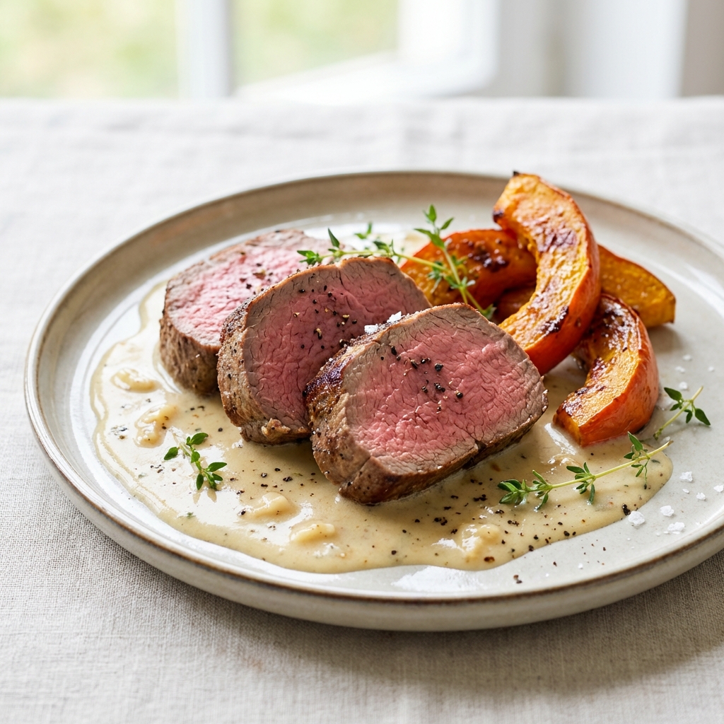 Polędwica w sosie z białego wina