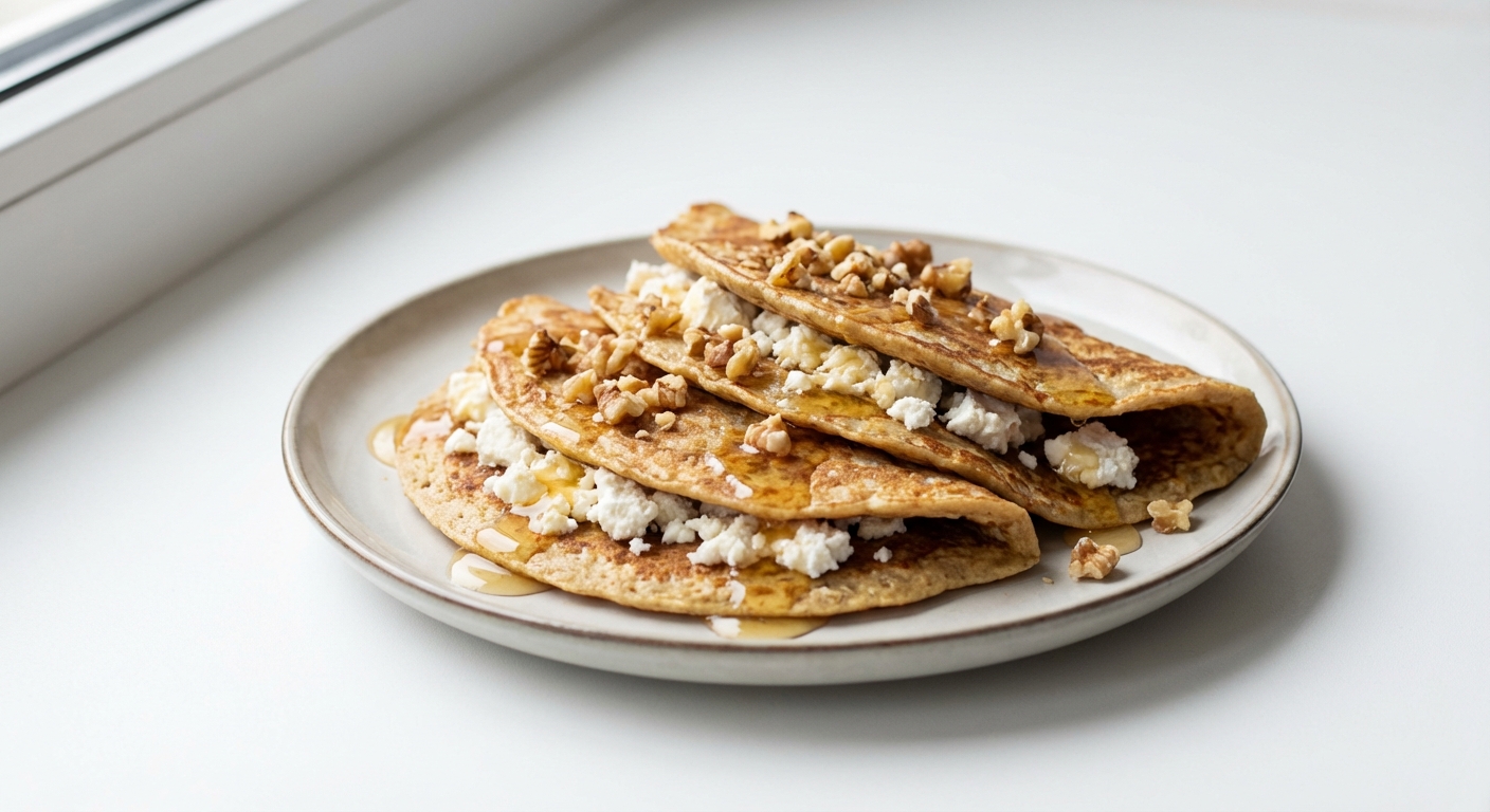 Owsiane naleśniki z kozim serem i miodem