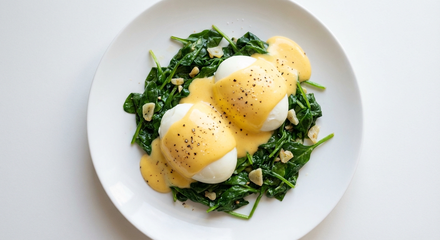 Jajka, szpinak i sos cytrynowy