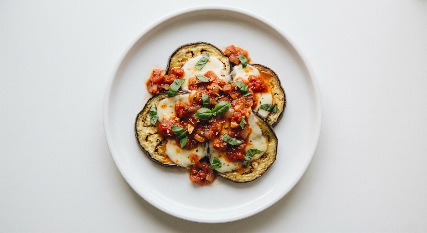 Pieczony bakłażan z pomidorami i mozzarellą