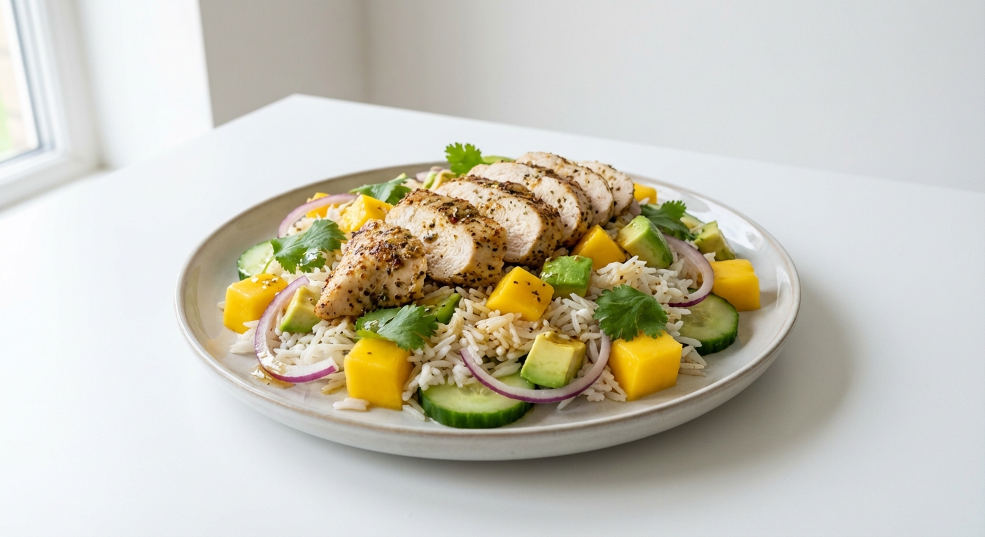 Sałatka z Ryżu, Kurczaka i Mango