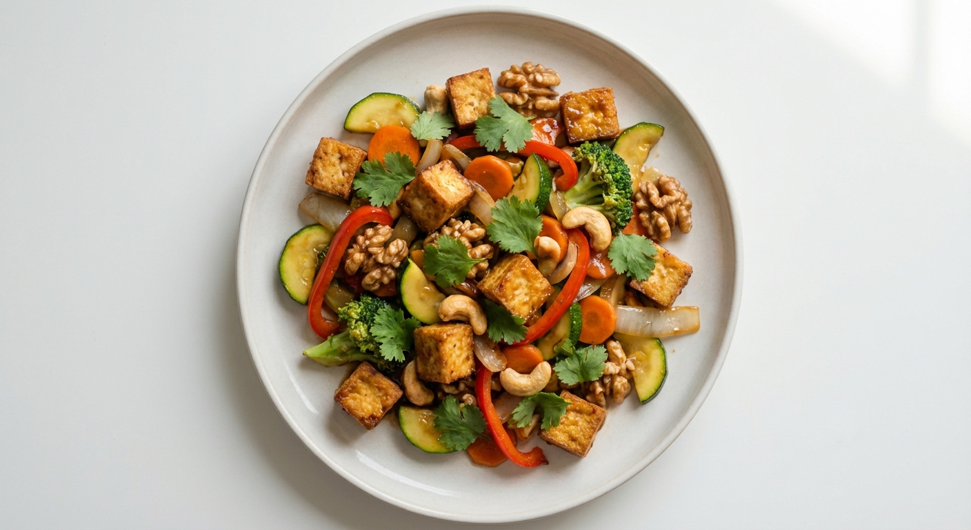 Stir-fry z Tofu, Miodem i Orzechami