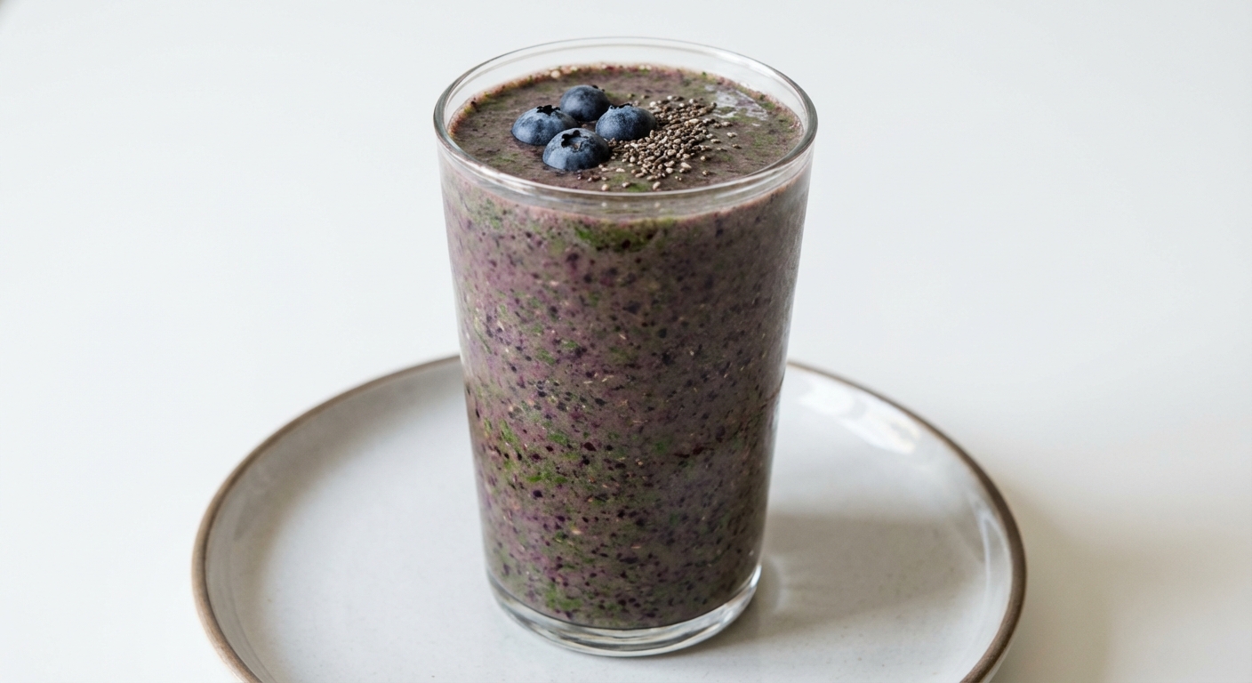 Borówkowo-Szpinakowe Smoothie z Jogurtem i Chia