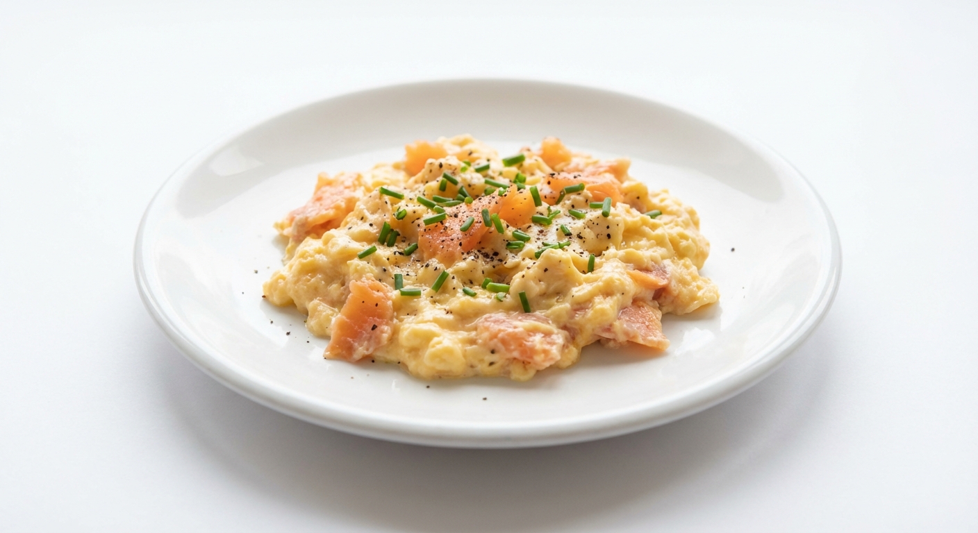 Jajecznica z Łososiem, Szczypiorkiem i Pieprzem