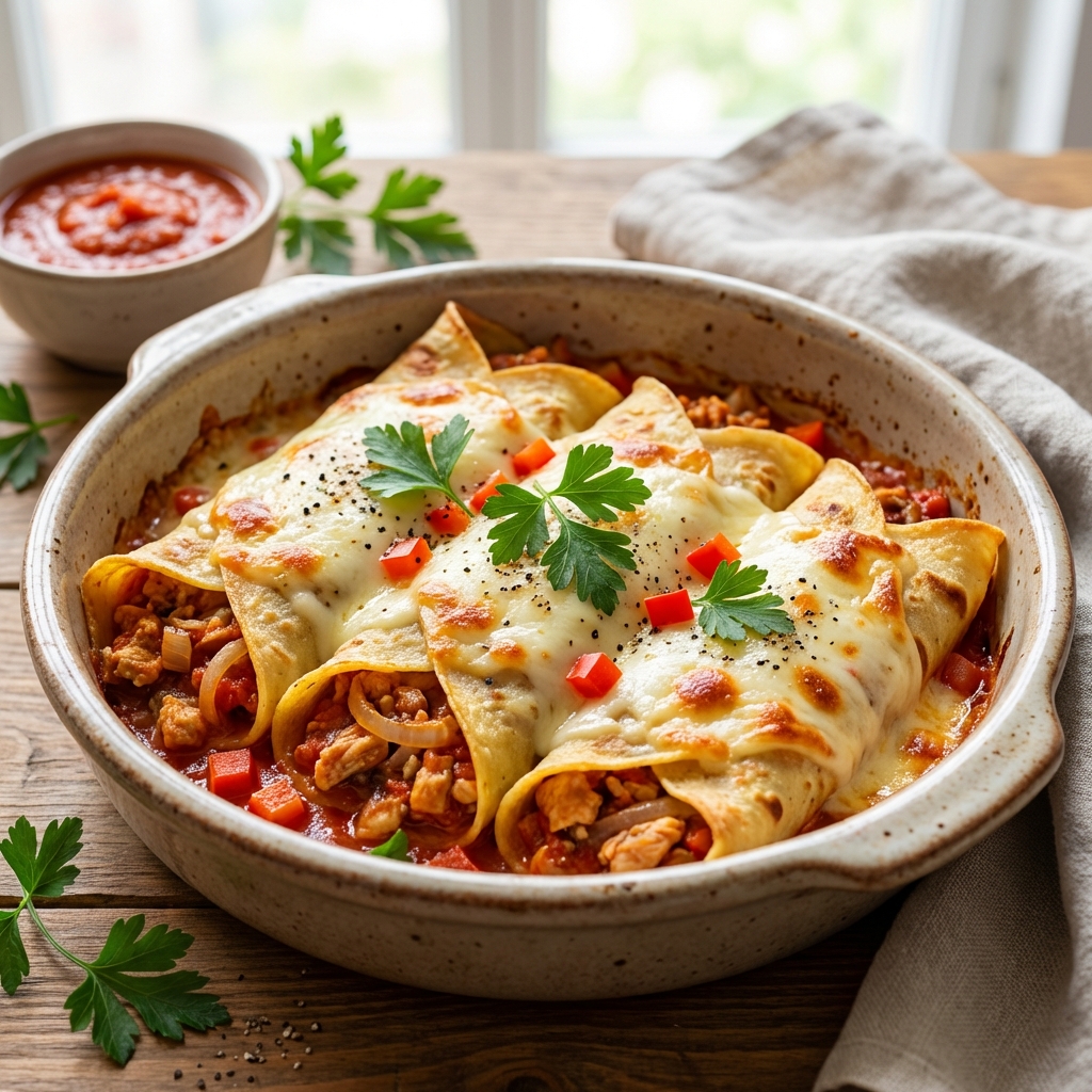 Zapiekane Naleśniki z Indykiem i Mozzarellą