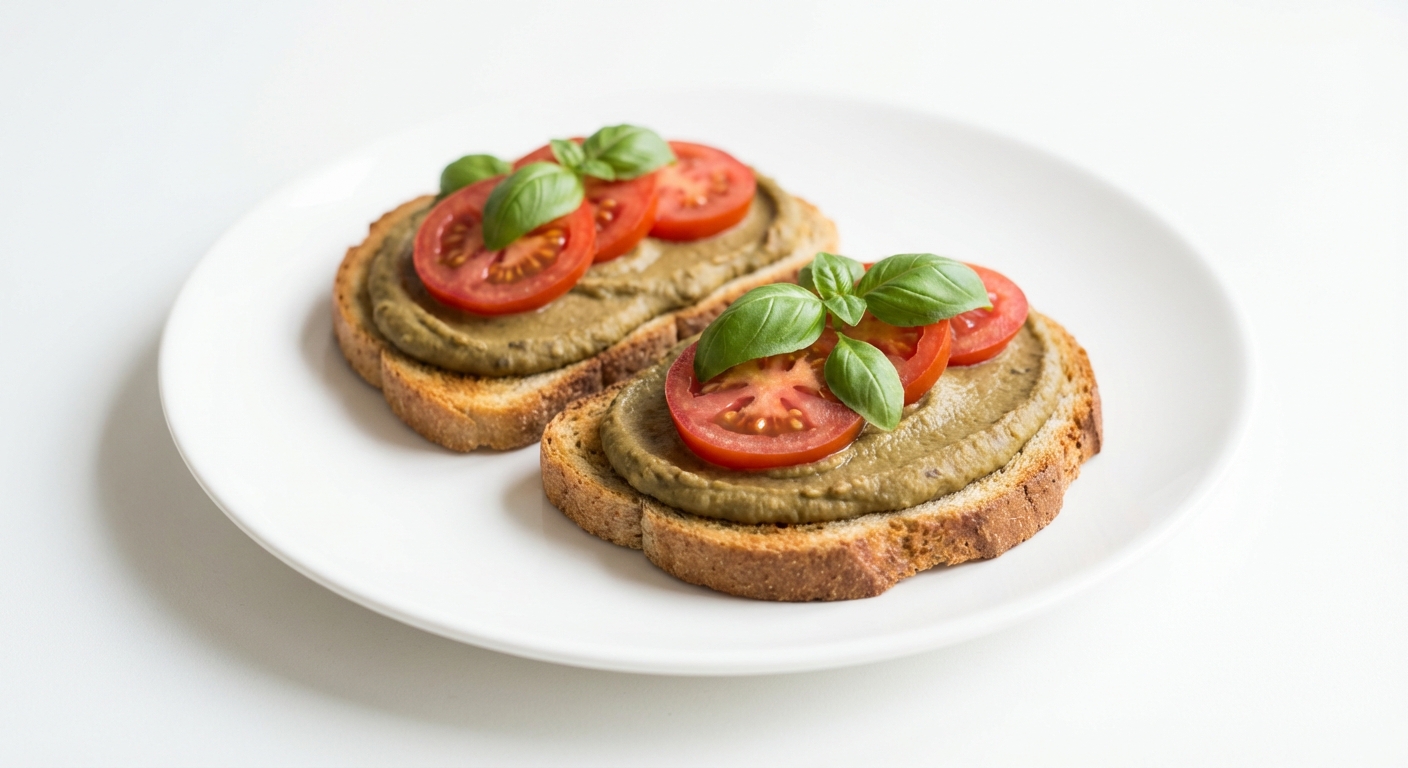 Tosty żytnie z soczewicą i pomidorem