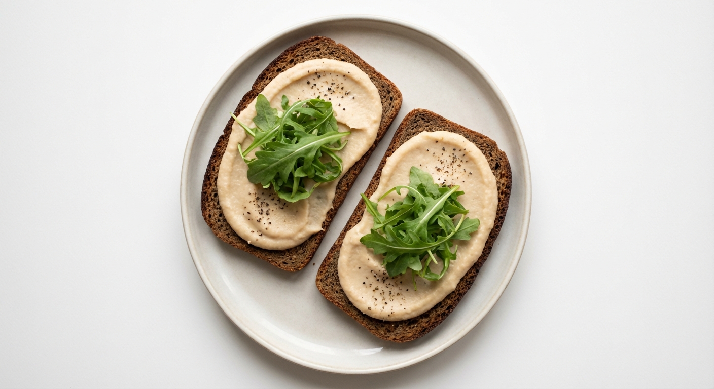 Żytnie kanapki z fasolą i rukolą