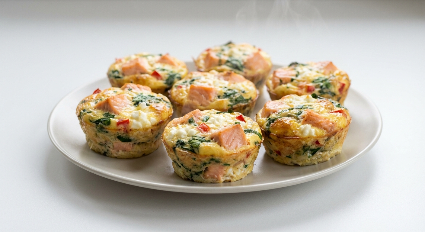 Jajeczne muffiny z łososiem i twarogiem