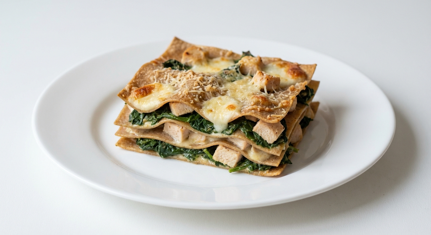 Lasagne ze szpinakiem, kurczakiem i serem