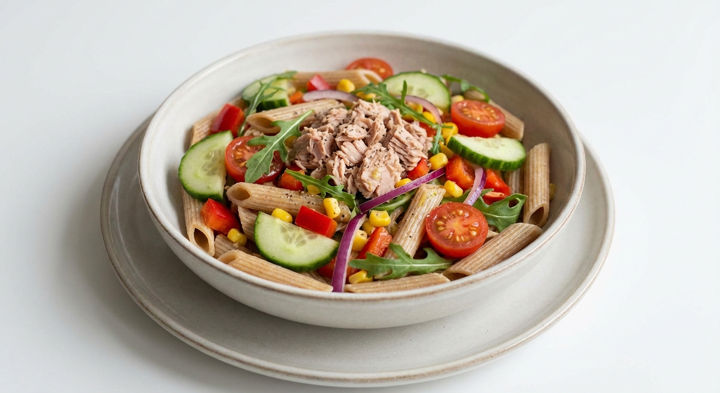 Pełnoziarnista sałatka z tuńczykiem i warzywami