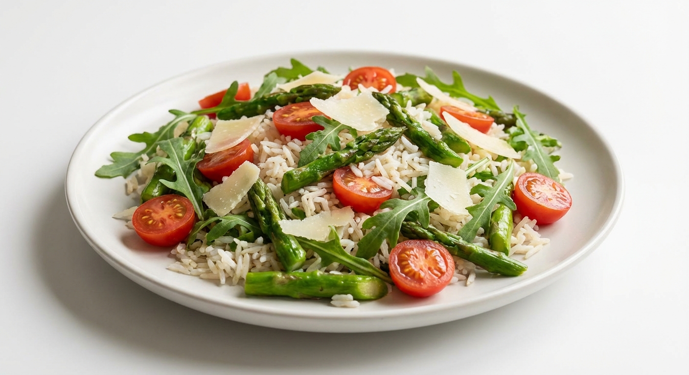 Sałatka z ryżu basmati, szparagów i parmezanu