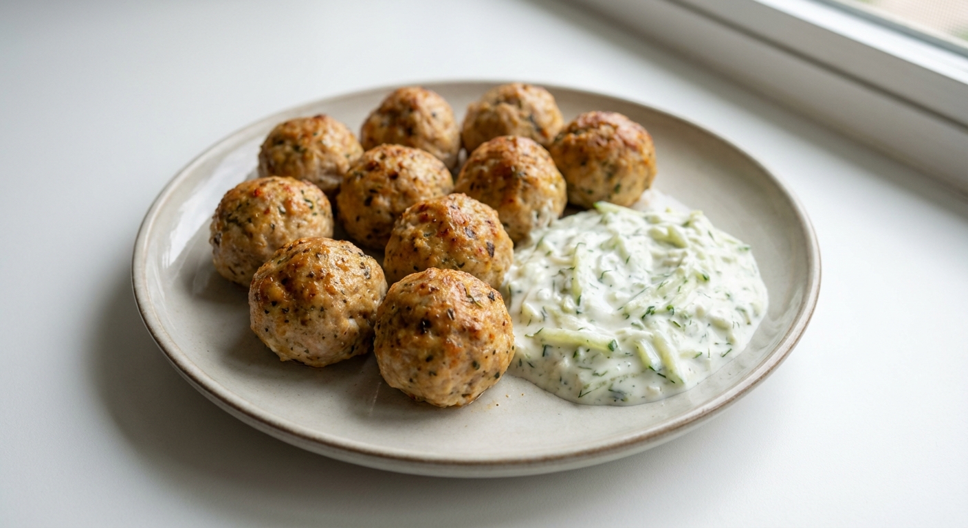 Pieczone klopsiki z indyka i tzatziki