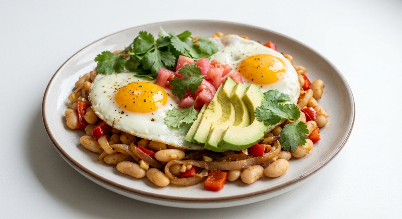 Jajka z Fasolą, Awokado i Kolendrą