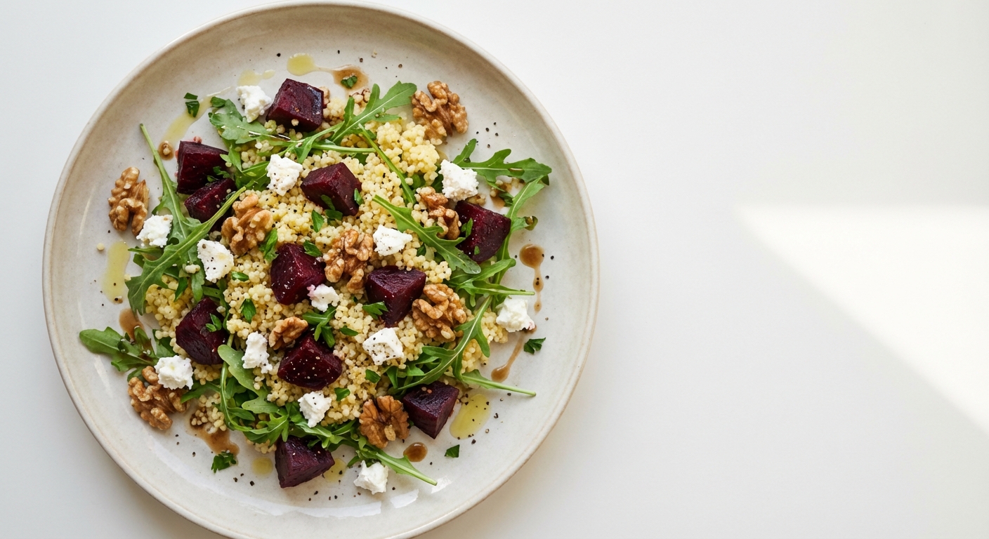 Sałatka z kaszy, buraka i koziego sera