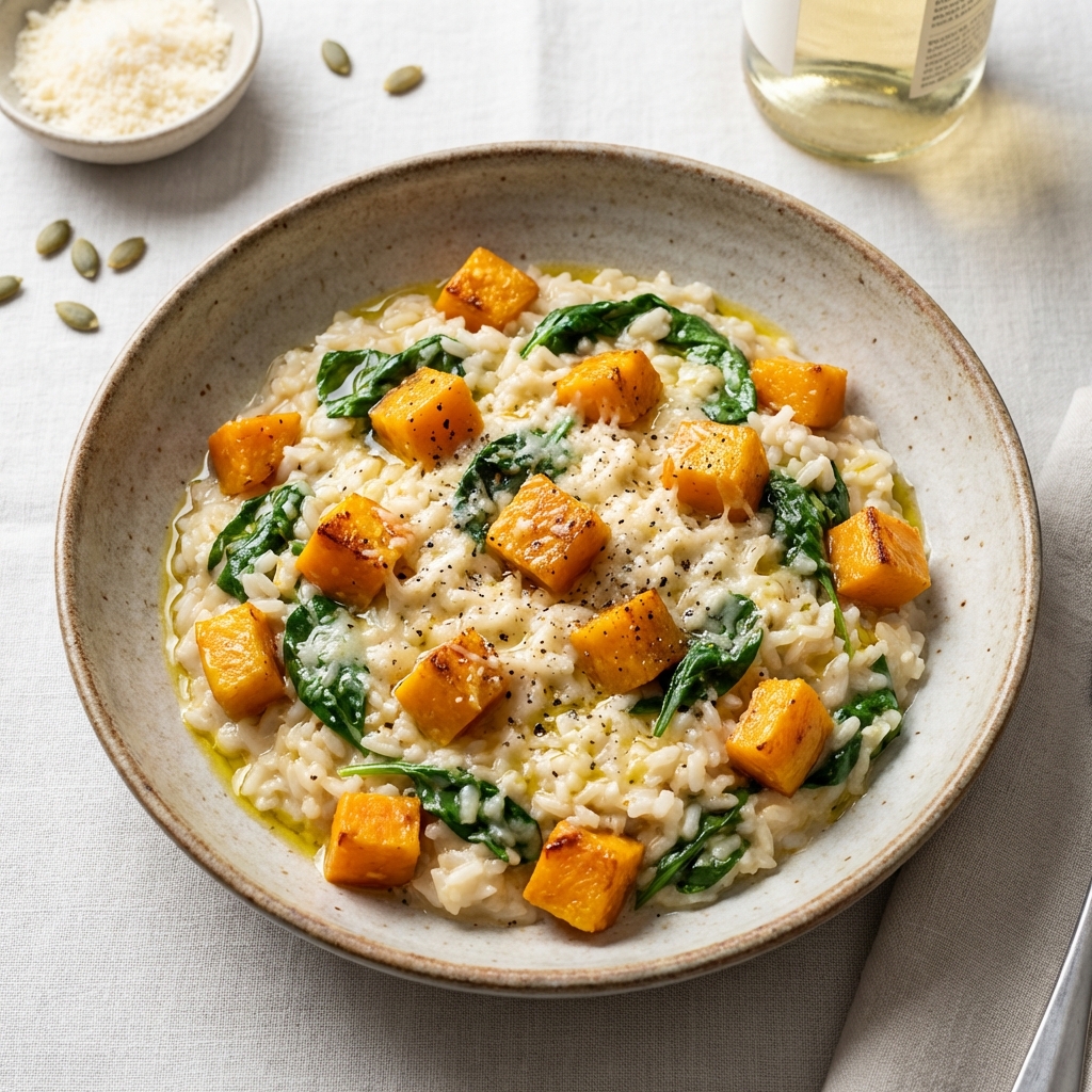 Risotto z Dynią, Szpinakiem i Parmezanem