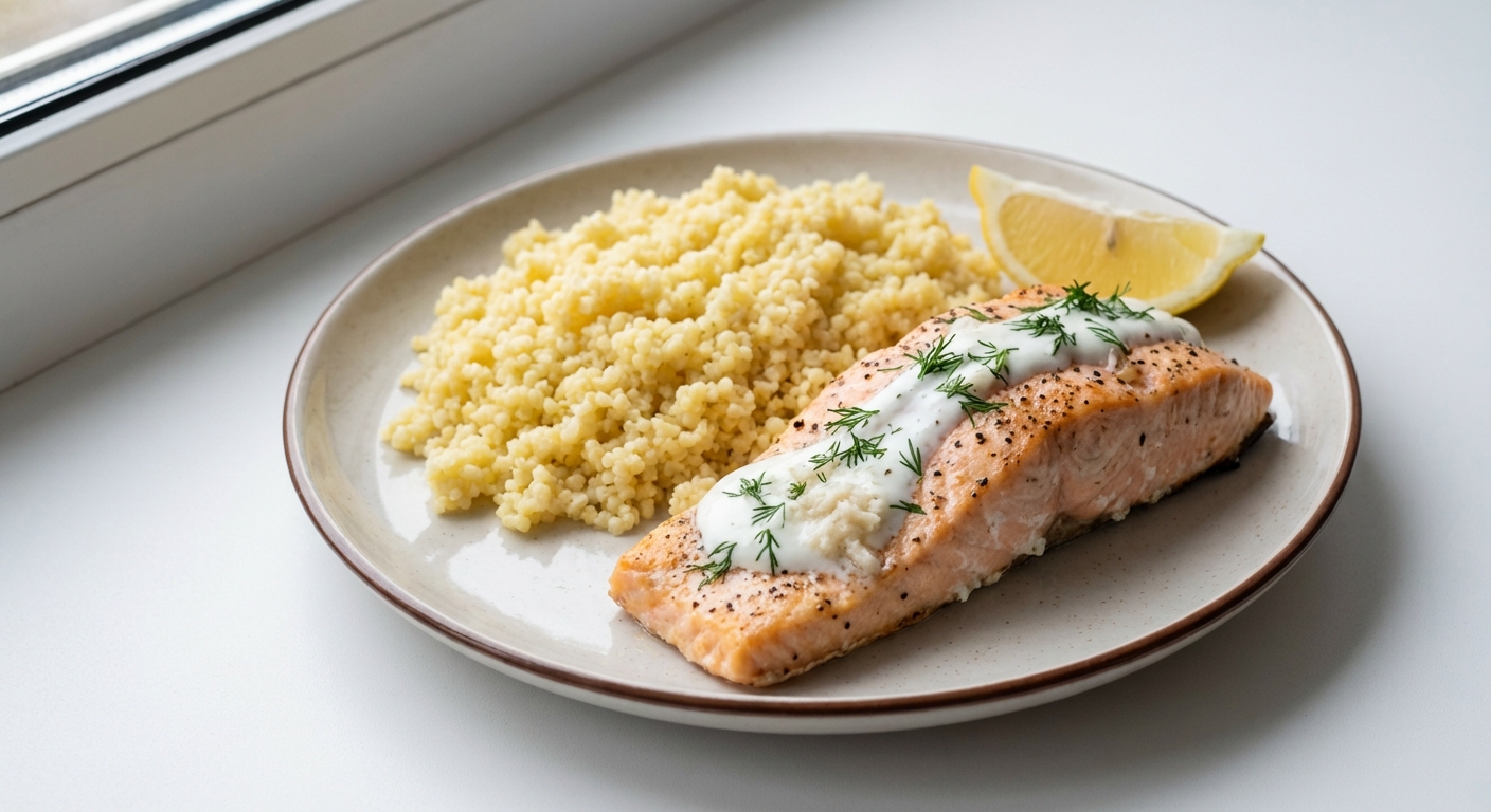 Łosoś z Chrzanem, Kaszą i Koperkiem