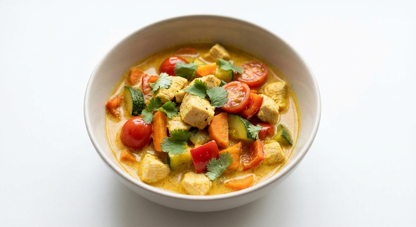 Kurczak w mleku kokosowym z warzywami