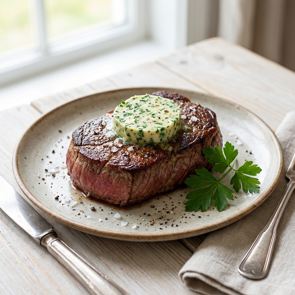 Polędwica wołowa z masłem pietruszkowym