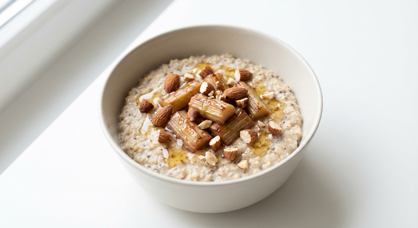 Owsianka z Rabarbarem, Miodem i Migdałami