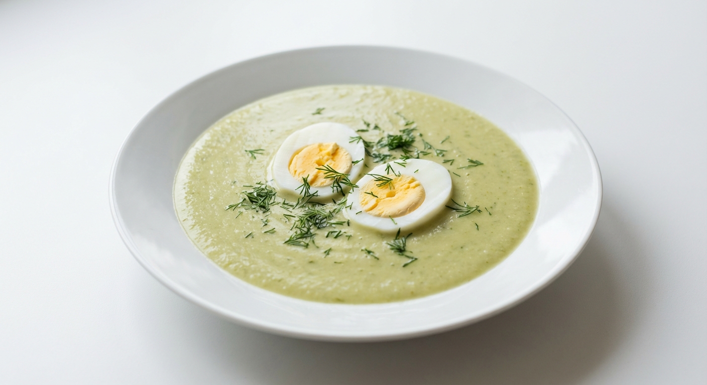 Kremowa zupa szparagowa z jajkiem i koperkiem