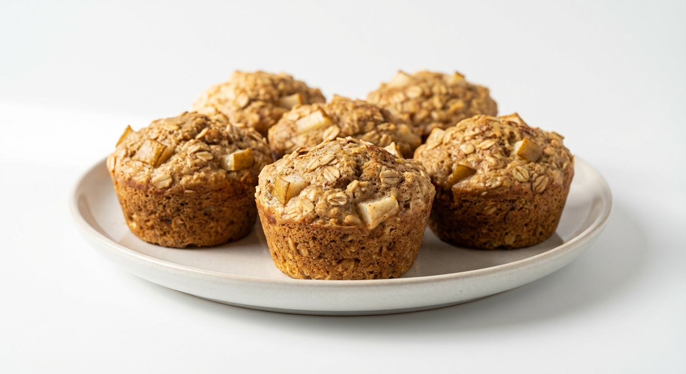 Owsiane muffiny z gruszką, miodem i cynamonem