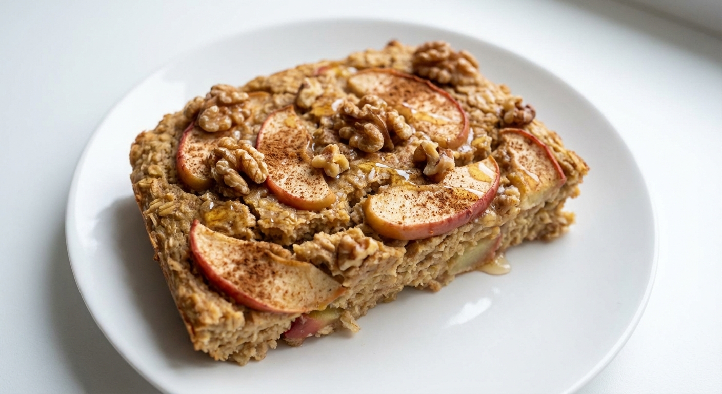 Pieczona owsianka z jabłkiem, miodem i cynamonem