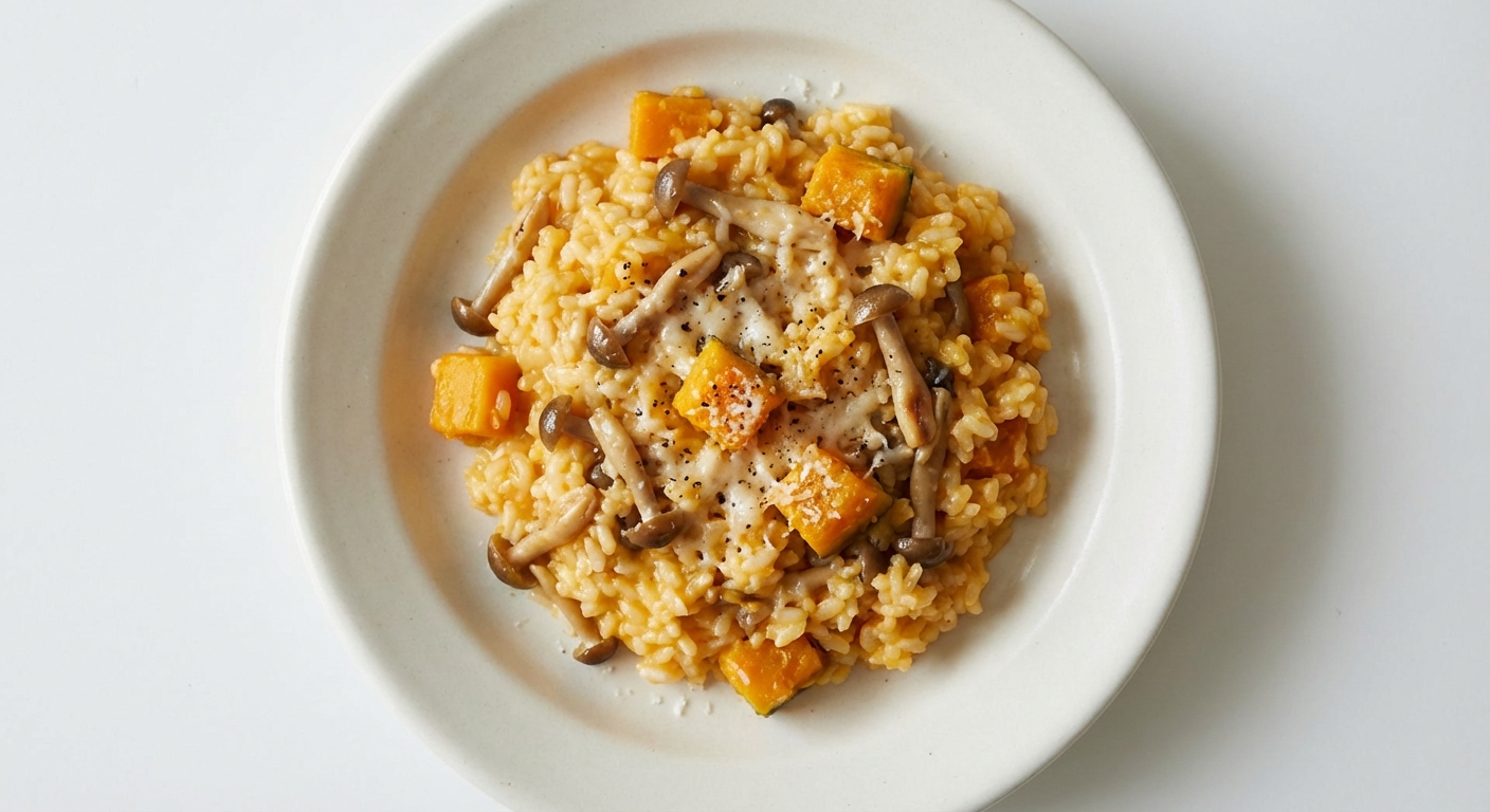 Risotto z dyni, shimeji i parmezanu
