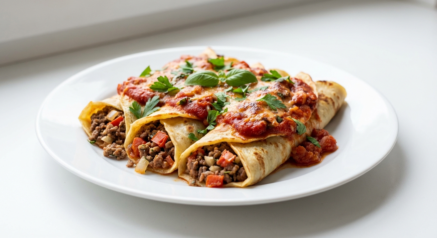 Zapiekane Naleśniki z Wołowiną i Pomidorami