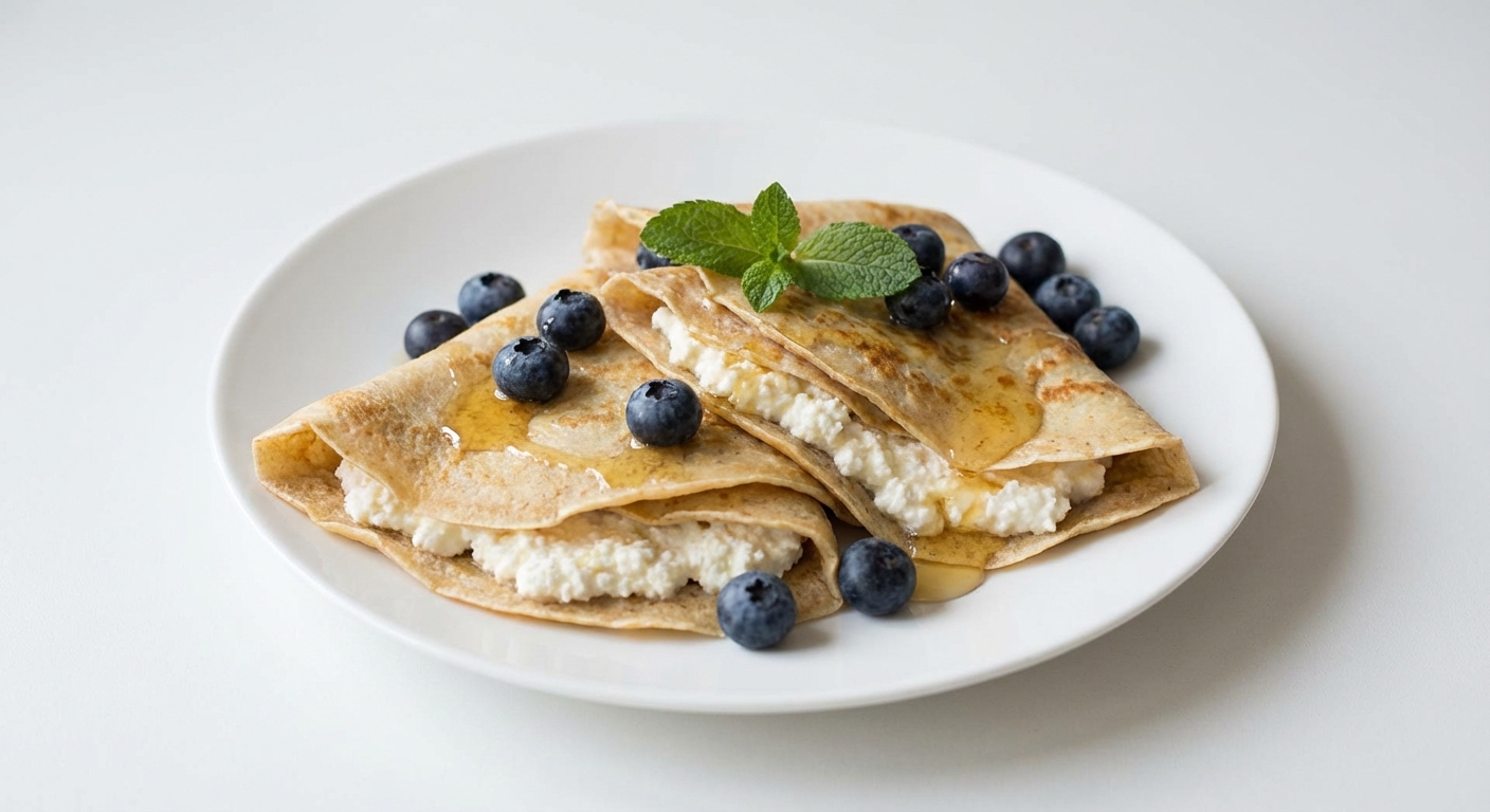 Naleśniki z Twarogiem, Jagodami i Miodem