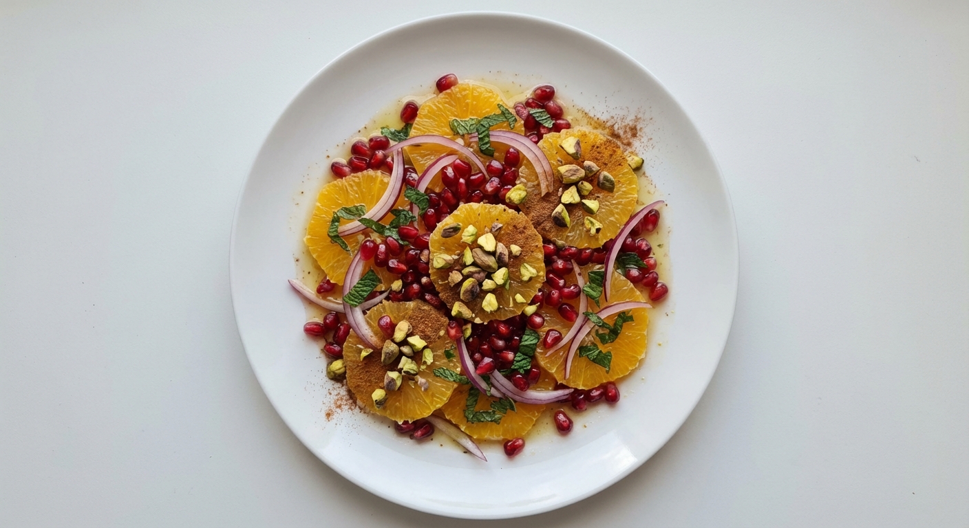 Sałatka z Pomarańczy, Granatu i Pistacji