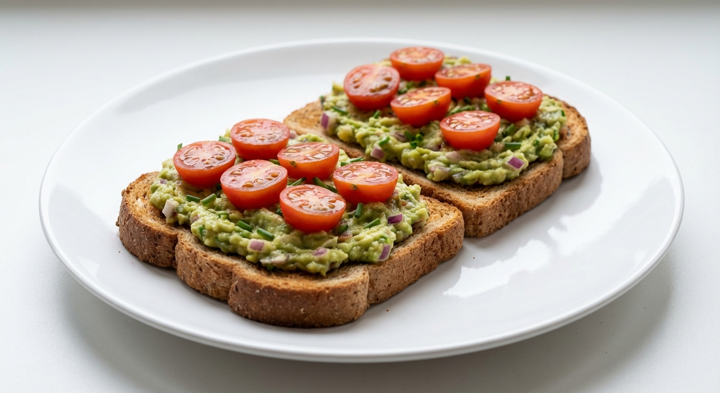 Tost razowy z guacamole i pomidorami