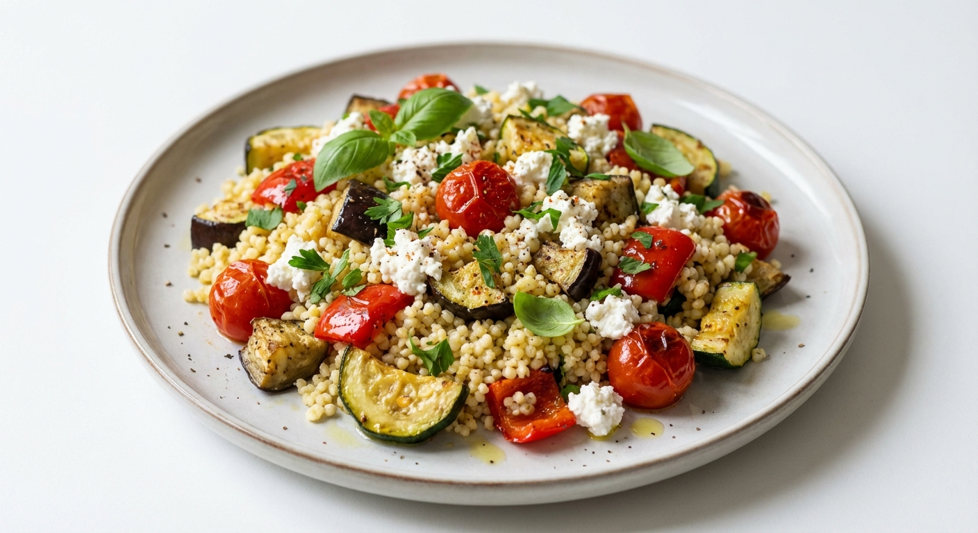 Sałatka z kaszy jaglanej, warzyw i twarogu