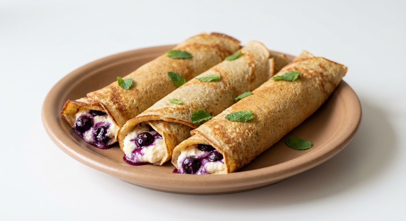 Zapiekane Naleśniki Ricotta z Borówkami