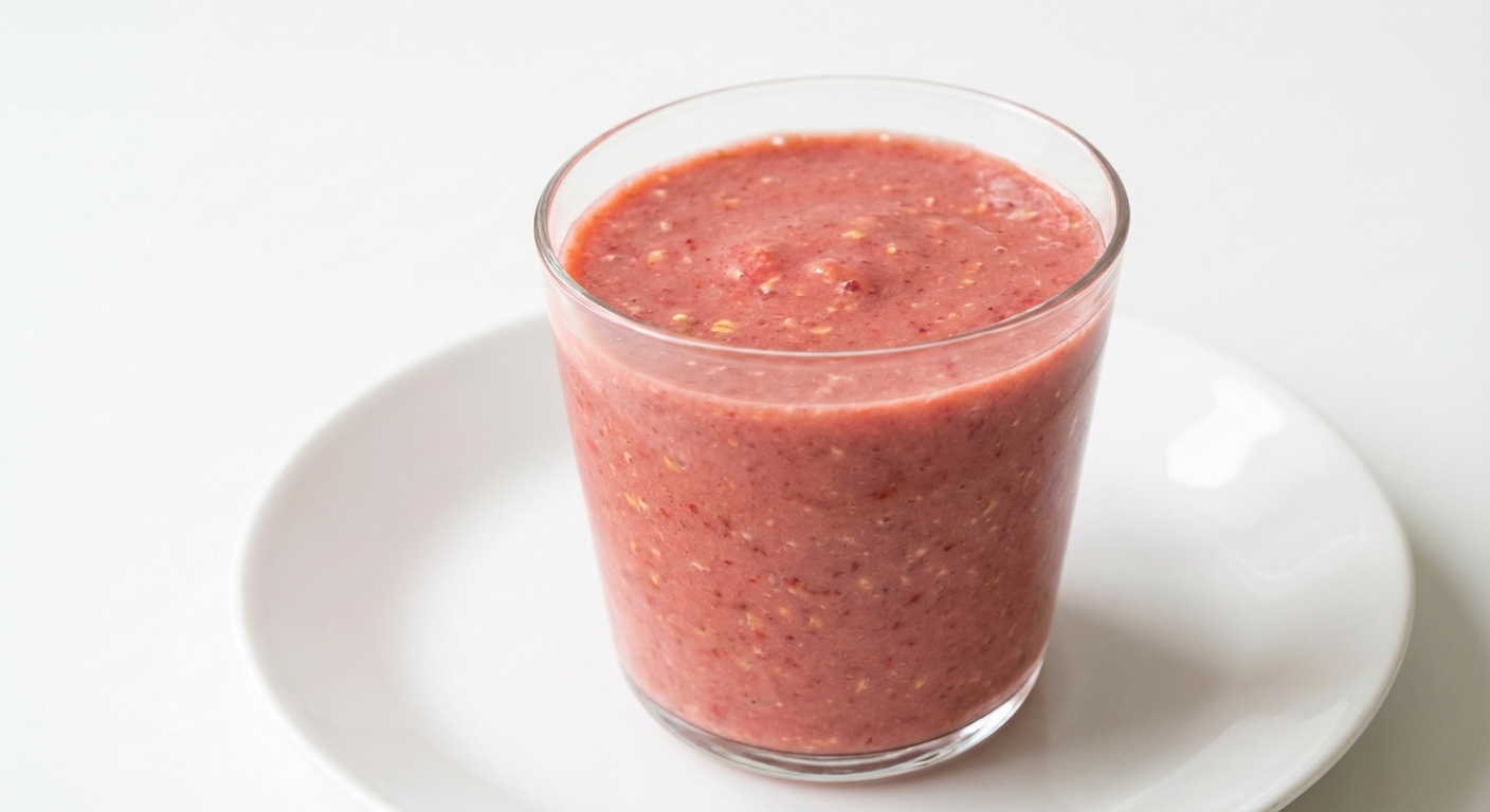 Truskawkowo-bananowy smoothie z płatkami i miodem