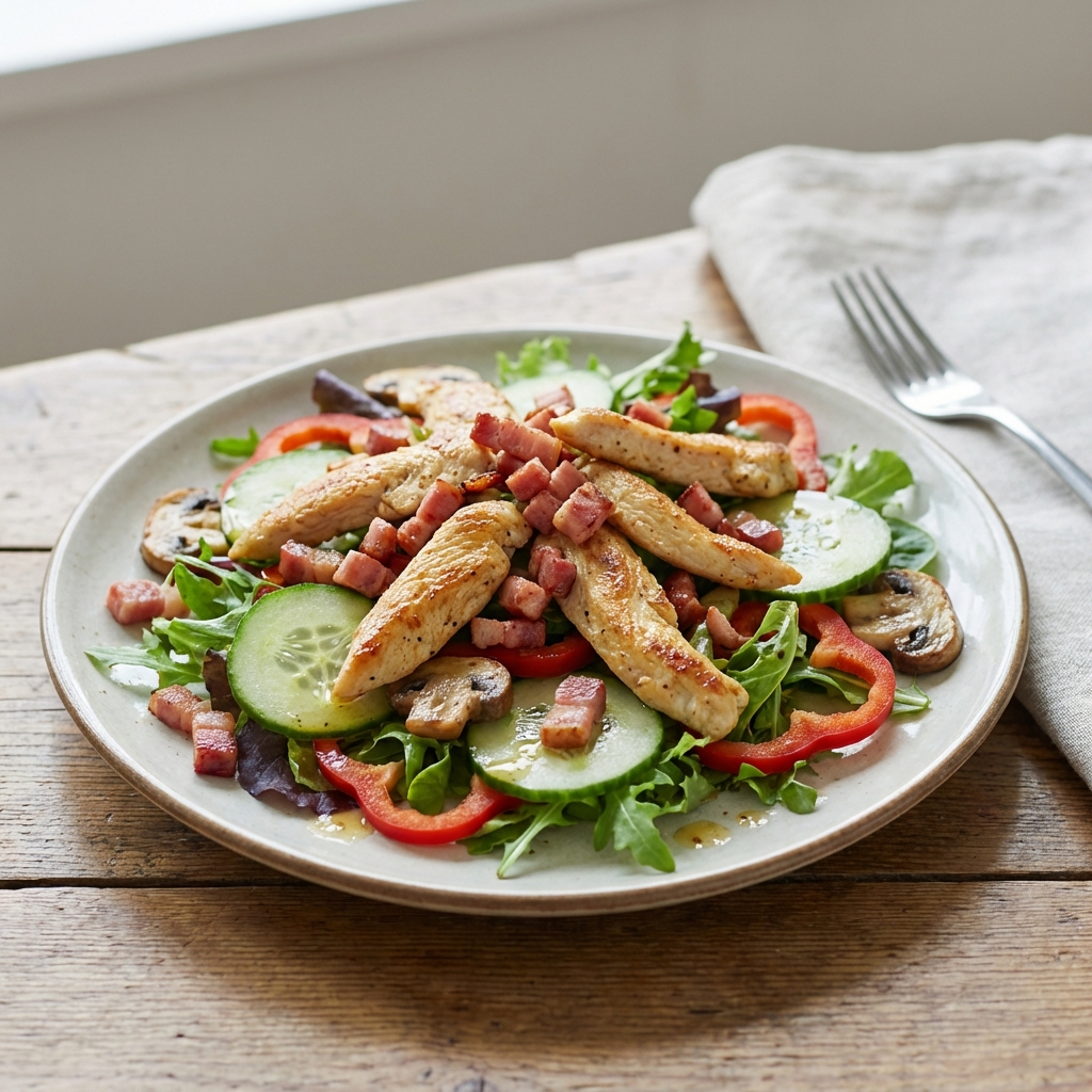 Sałatka z Kurczakiem, Bekonem i Ogórkiem