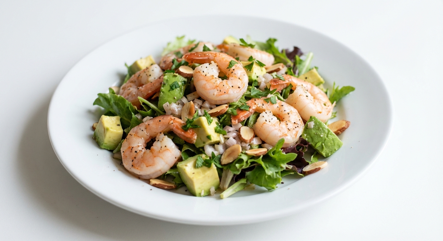 Sałatka z Krewetek, Awokado i Migdałów